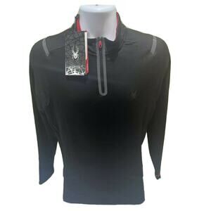 NWT Spyder Men's Active 1/4 Zip ProWB Mock Neck Pullover Top ,Black-Size L